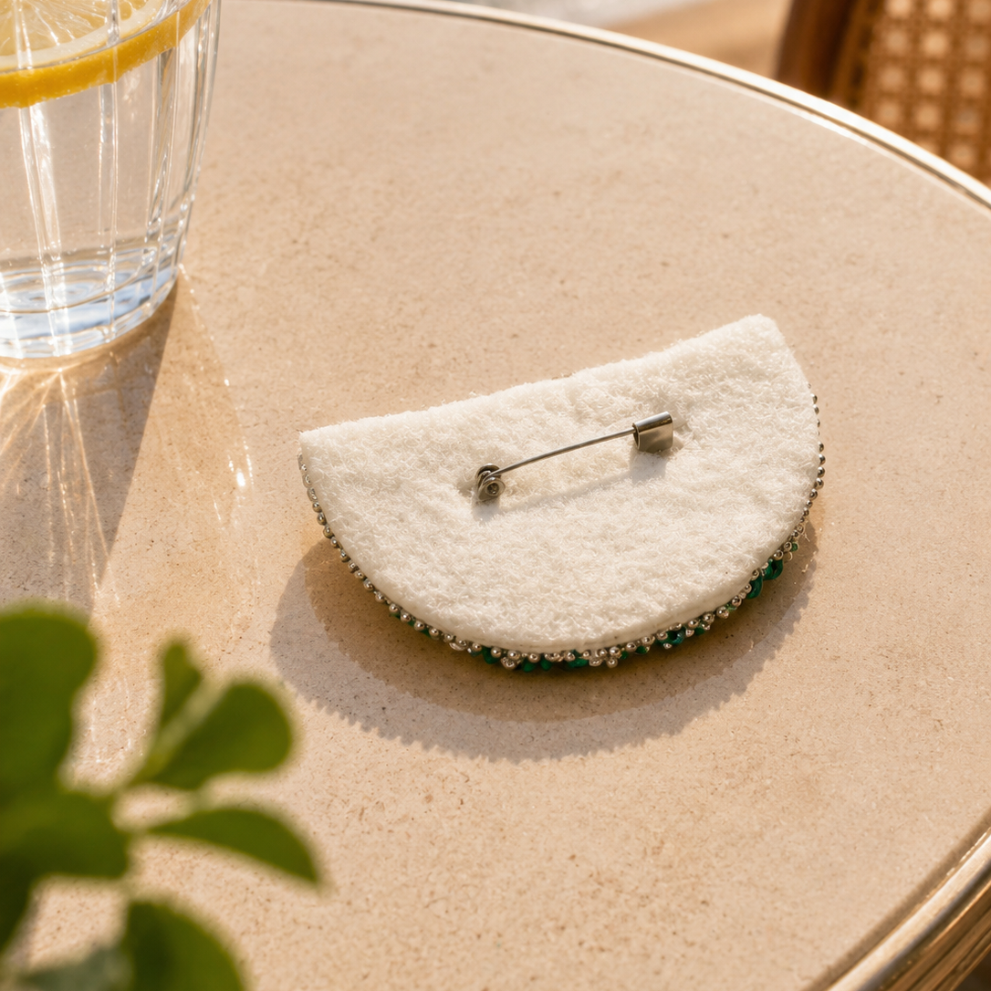Broche Pastèque Perlée