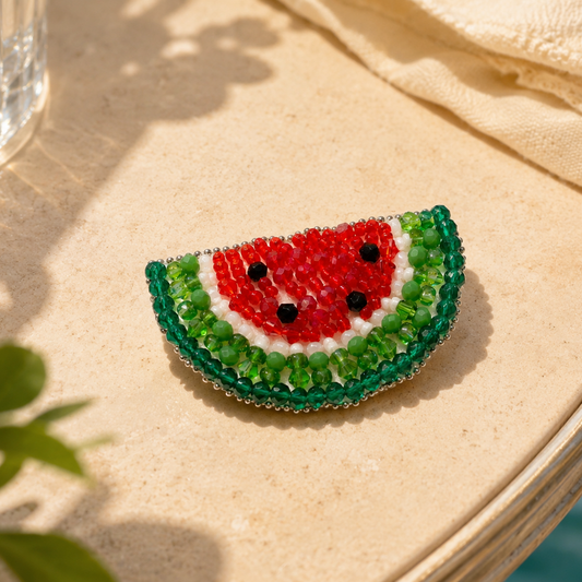 Broche Pastèque Perlée